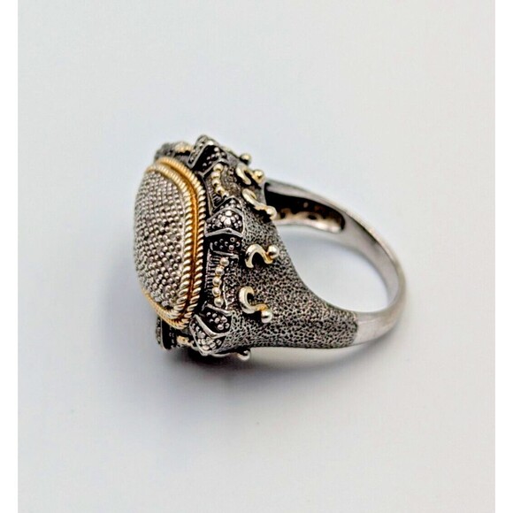 Elizabeth Adams Collection Sterling Silver 925 Pave Diamonds Statement Ring Sz 6 - Picture 2 of 16